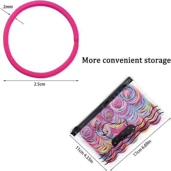 200-pack flerfärgade 2 mm små elastiska hårband för barn och småbarn