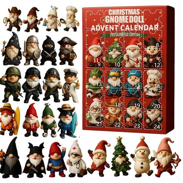 Juleblindboks – Nisse-stil – Akrylpynt – 24-dagers julekalender / Julepynt Blindboks