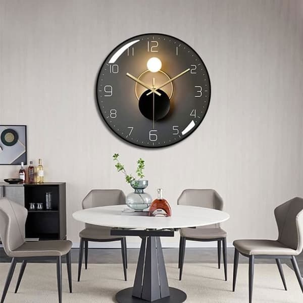 Lydløs rund vægur - 30 cm - Sort - Moderne design