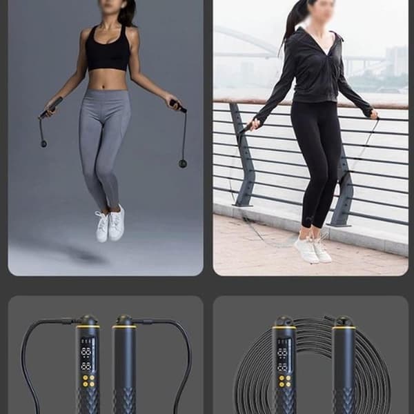 Wireless Jump Rope with Weighted Ball and Electronic Counter (White)