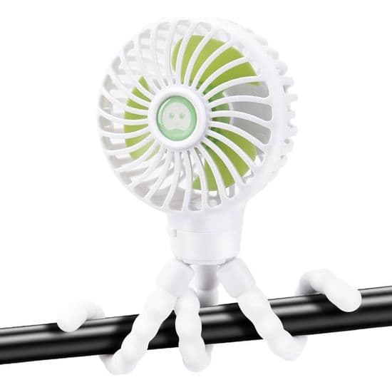 Genopladelig klapvognsventilator - 3 hastigheder - 360° rotation - 2000 mAh