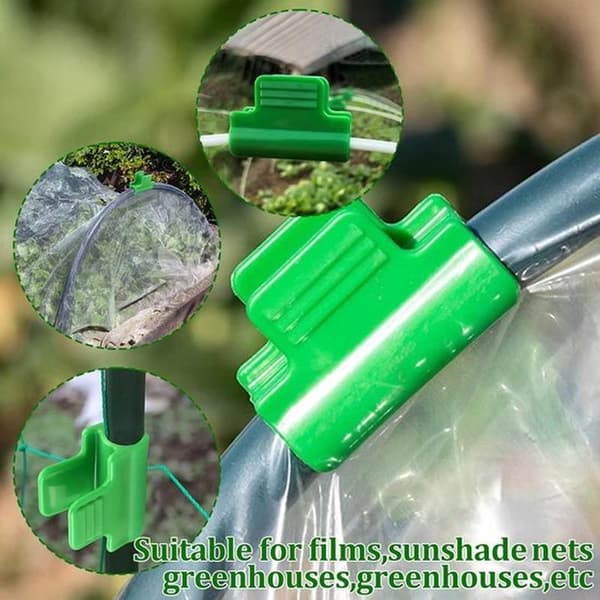20 drivhusklemmer - 16 mm - grøn - plastfolieklemmer - stil B
