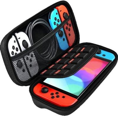 Etui til Nintendo Switch 2, hårdt bæreetui med stødsikker pose og plads til 10 spilpatroner