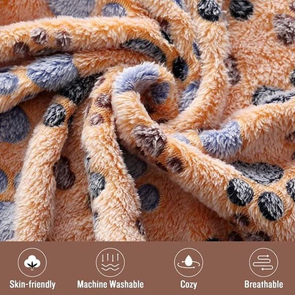 Extra Soft Pet Blankets (3-Pack, 104 x 76 cm) – Double-Sided Plush Sleeping Mats with Paw Prints