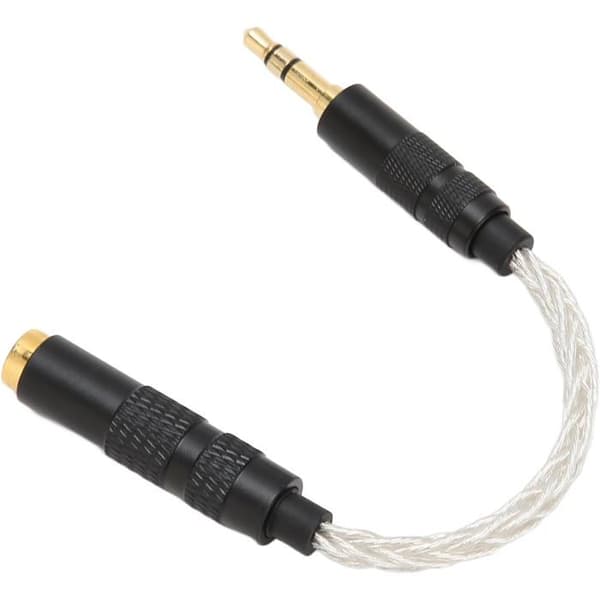 Premium 4,4 mm hun til 3,5 mm han stereo-adapter, forgyldte stik, sølv