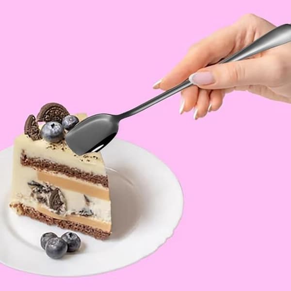 Sæt med 6 lange dessertskeer i rustfrit stål - Perfekt til iskaffe, latte macchiato og milkshakes