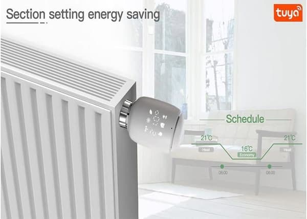 Termostatisk radiatorventil, smart programmerbar termostat, temperaturkontroll, eTRV, Alexa, Google Home röststyrning