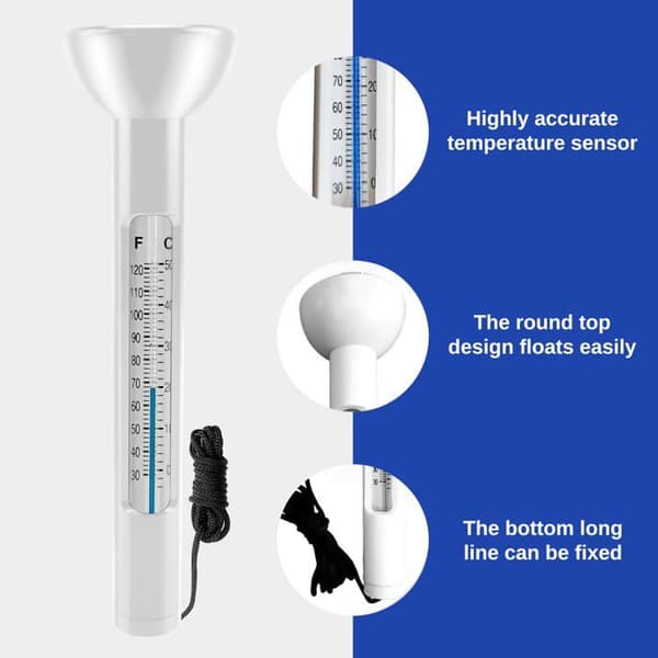 Flydende pooltermometer - Nem aflæsning af vandtemperatur med snor