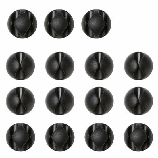 15-pack kabelklämmor - Plast - Självhäftande - Svart