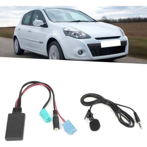 6-bens Bluetooth-lydkabel, AUX-IN stereo biladapter med mikrofon, egnet til Clio/Espace/Megane
