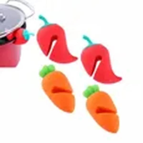 Silikonlockstöd mot överkokning, 4-pack, vikbara, mikrovågssäkra, läckagesäkra, röd/orange