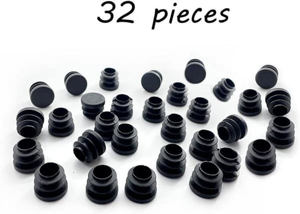 32 stk. riflede runde endestykker til rørformede møbelben, borde og stole, tætningshætter til runde rør (16 mm)