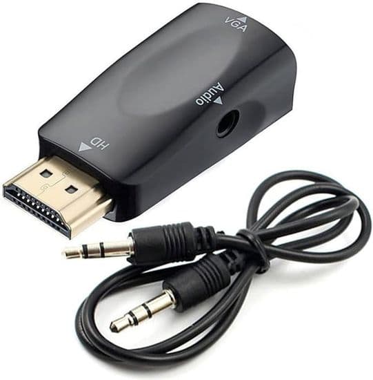 HDMI til VGA-omformer - Lydkabel - Videooppløsning - Kompakt adapter med lydoverføring - 3,5 mm jack