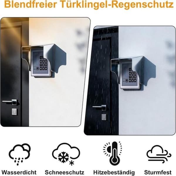 Weatherproof Plastic Doorbell Cover and Rain Shield, 12.5x11.8 cm, Silver