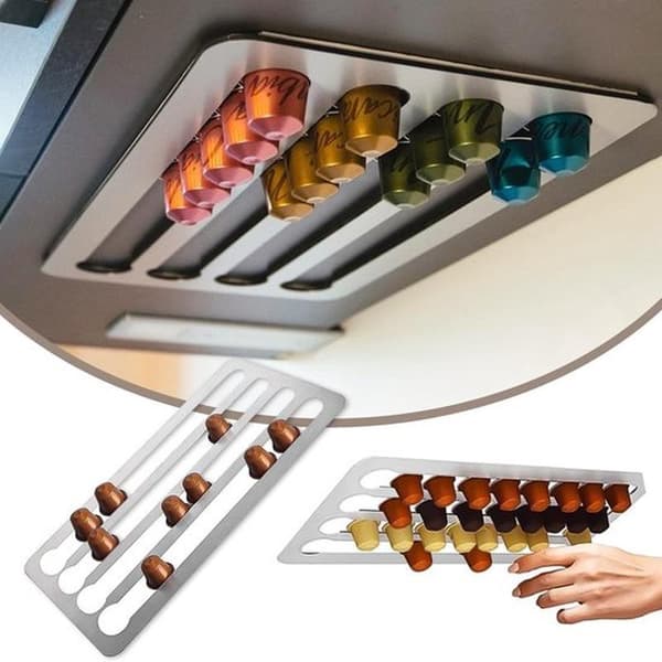 Nespresso kapselholder, rommer 40, veggmontert stativ i rustfritt stål