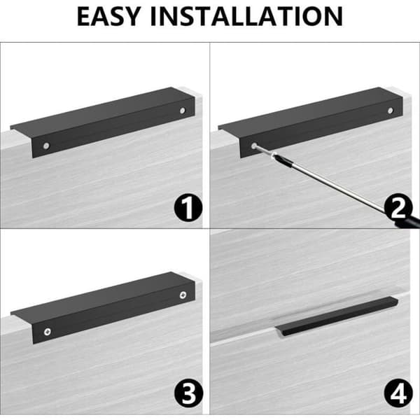 Møbelgreb, sæt med 10 - Sort aluminium - 160 mm centerafstand - 200 mm længde
