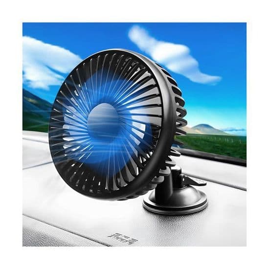 Bilventilator, køleventilator med 3 hastighedsniveauer og 360° justerbar rotation (sugekopper)