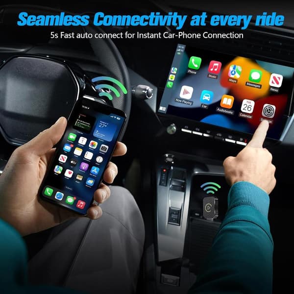 Mini 2-in-1 langaton CarPlay-sovitin, sopii Apple-käyttöön, Mini 2-in-1 langaton CarPlay-sovitin, sopii Apple CarPlay & Android Autoon