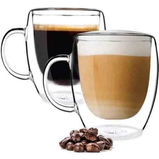 Kaffekoppset om 2 - Borosilikatglas - Dubbelvägg - 350 ml