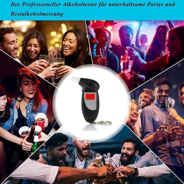 Professionel alkometer, løgnedetektor, med digital LCD-skærm, personlig alkometer (sort)