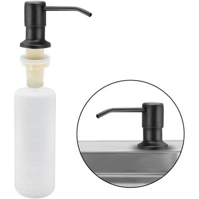 Køkkenvask Sæbedispenser, Indbygget Sæbedispenser i Rustfrit Stål 350 ML (Mat Sort)