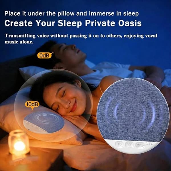 Bluetooth-benledningshøyttaler for søvn under puten, stereobass, timer for hvit støy, trådløs (blå)