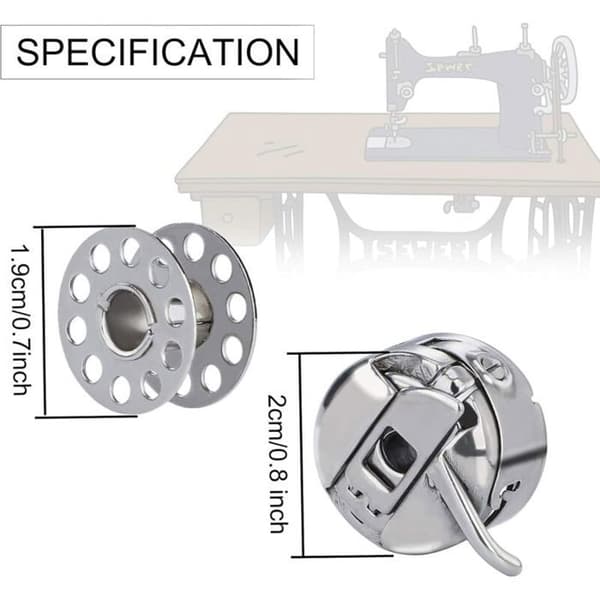 Symaskinekompatibel spole- og spoleboks - 3 stk. - 15 metalspoler - sort