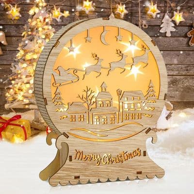 Træ LED julelys, julestjerne vindueslys, træ LED julepynt, LED rensdyrlys