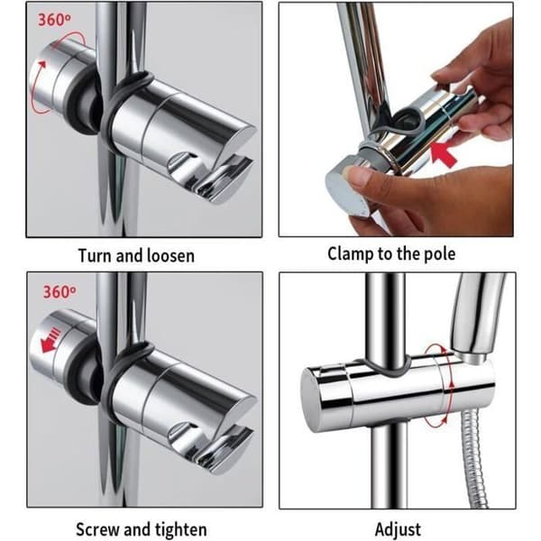 Justerbar 18-25 mm diameter brusehovedholder, erstatningsbrusehovedholder, kromfinish, badeværelsesbruser