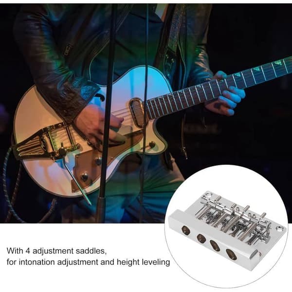 Guitarbro, rektangulær tremolobro til 4-strenget guitar, erstatning med robust støbejernsbase