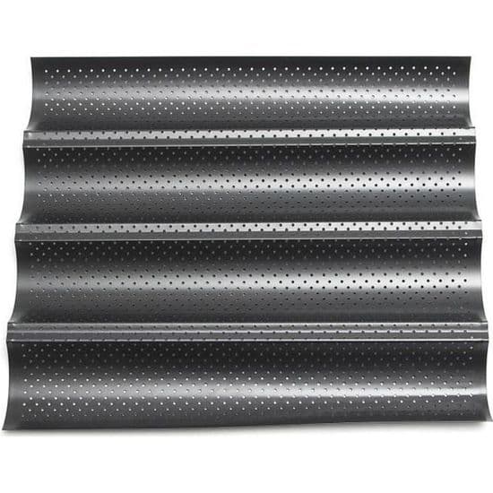 Bageform til baguette franskbrød, non-stick, bølgeformet, sort