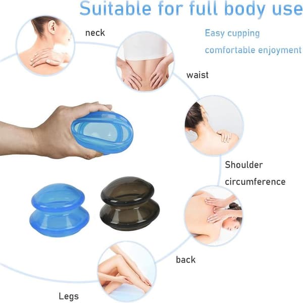 Bærbart akupunktur cupping sæt, cupping terapi sæt, silikone kopper, sæt med 3 anti-cellulite massage kopper, til lindring af muskler
