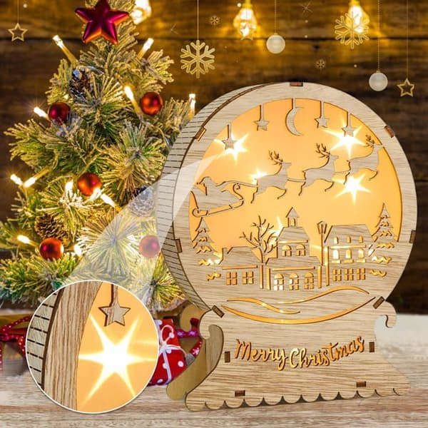 Træ LED julelys, julestjerne vindueslys, træ LED julepynt, LED rensdyrlys