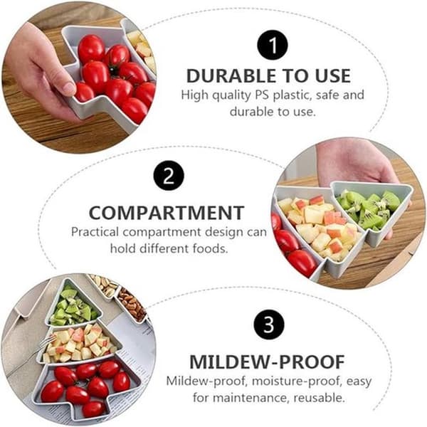 2-pack julgransformade skålar för frukt och snacks i plast - Röd/Grön