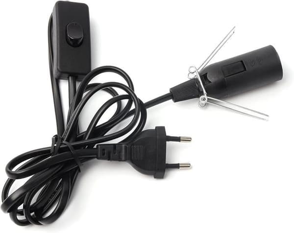 Kabel med strömbrytare, 1,8 m - E14-sockel - PVC - Vit