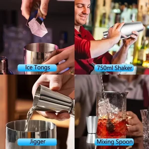 750 ml Cocktail Shaker Sæt - Rustfrit Stål - Til Mænd og Kvinder [226]