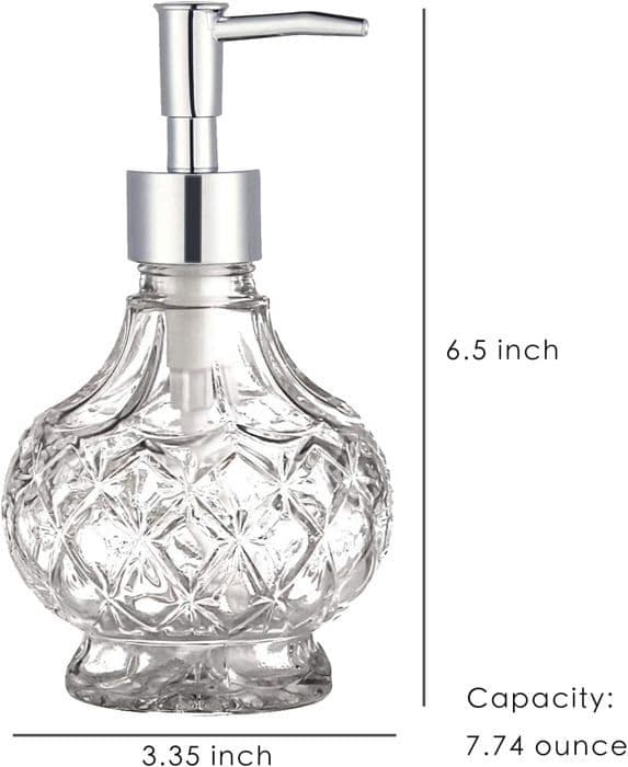 Sæbedispenser i glas, klar pumpeflaske til flydende desinfektionsmiddel, 220 ml