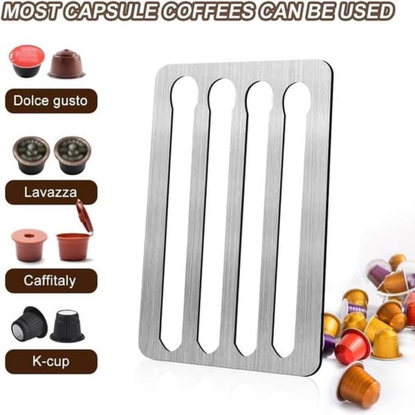 Nespresso kapselholder, rommer 40, veggmontert stativ i rustfritt stål