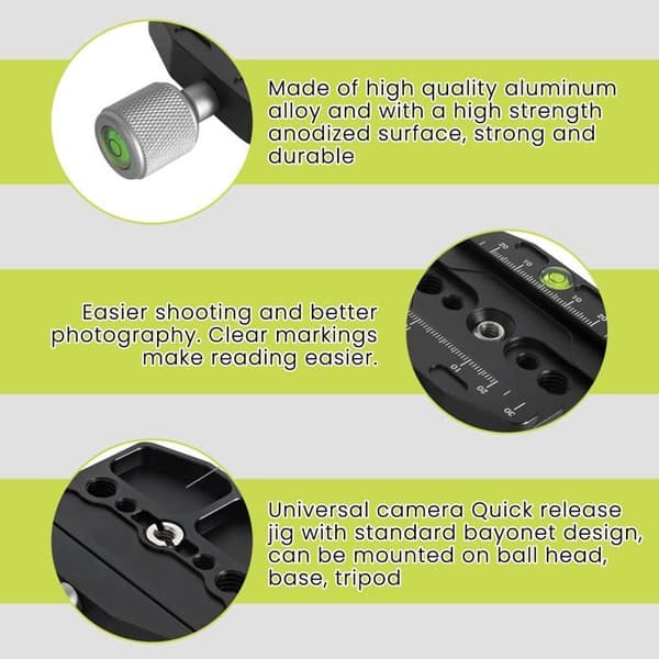Quick Release klemme, metalklemme til kamera, quick release plade, 38 mm bred, sort