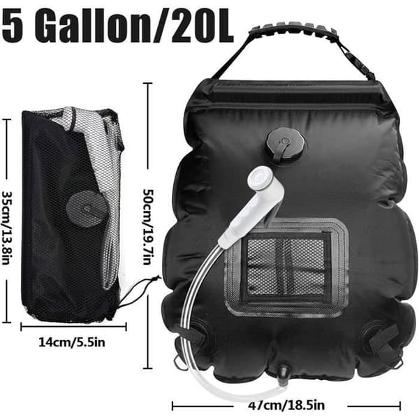 Solbruserpose til camping, 20L Rejsebruser med brusehoved, Solbruserpose, Sammenfoldelig udendørsbruser