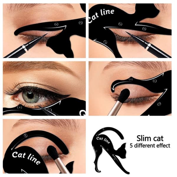 delar eyelinerstenciler, blødt silikonemateriale, applikationsguide til smokey øjenskygger
