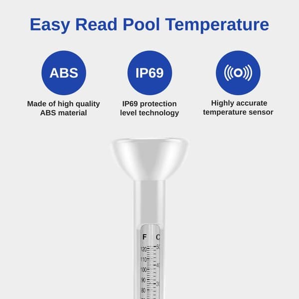Flydende pooltermometer - Nem aflæsning af vandtemperatur med snor