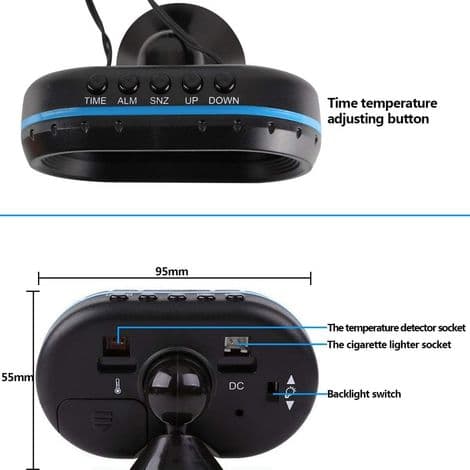 12V Multifunktionel Elektronisk LCD Biltermometer Temperatur Alarmur