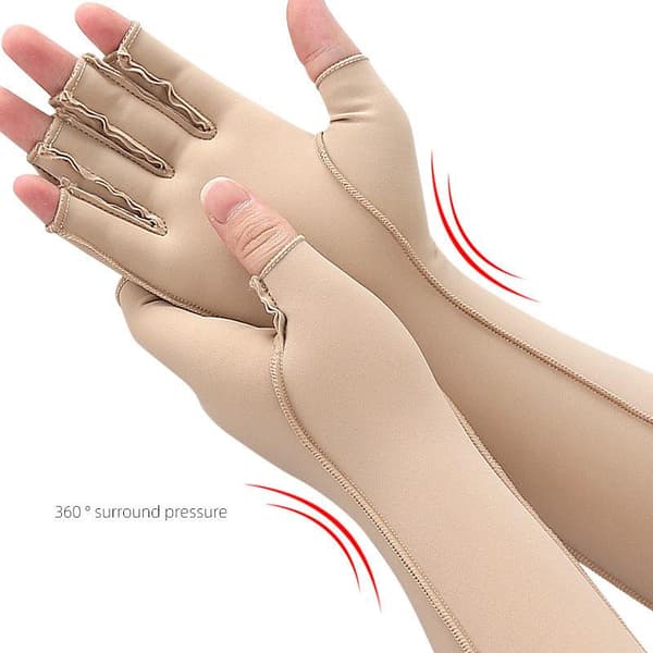 Long Compression Gloves with Half-Finger Design Yellow