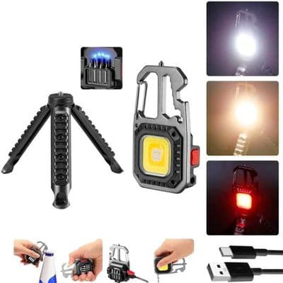 Oppladbar LED-arbeidslampe/lommelykt - 7 moduser - Bærbar - Vanntett