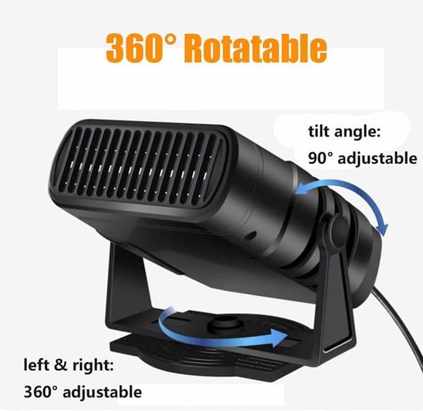 24V Bilvarmer og Afdugger - Roterende Blæser - Kompakt - 120 Watt