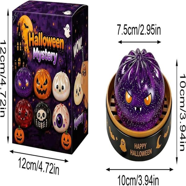 Halloween Ghost Dumpling TPR Squishy Stress Relief Toy, Single Pack with Steamer Storage Box Little Demon Red