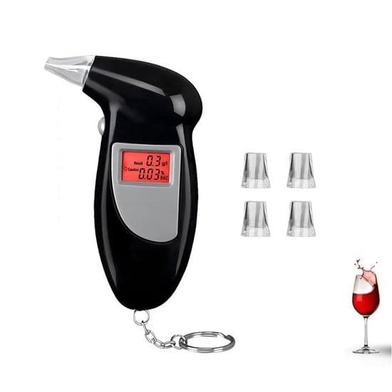 Professionel alkometer, løgnedetektor, med digital LCD-skærm, personlig alkometer (sort)