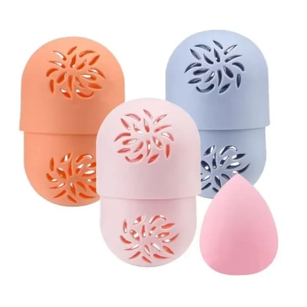 Sminksvamphållare - Ej specificerad - 3 delar - Mjuk silikon - Rosa - Justerbar