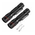 Mini LED Lommelygte - Genopladelig - 3 Tilstande - Pakke med 2 - Sort
